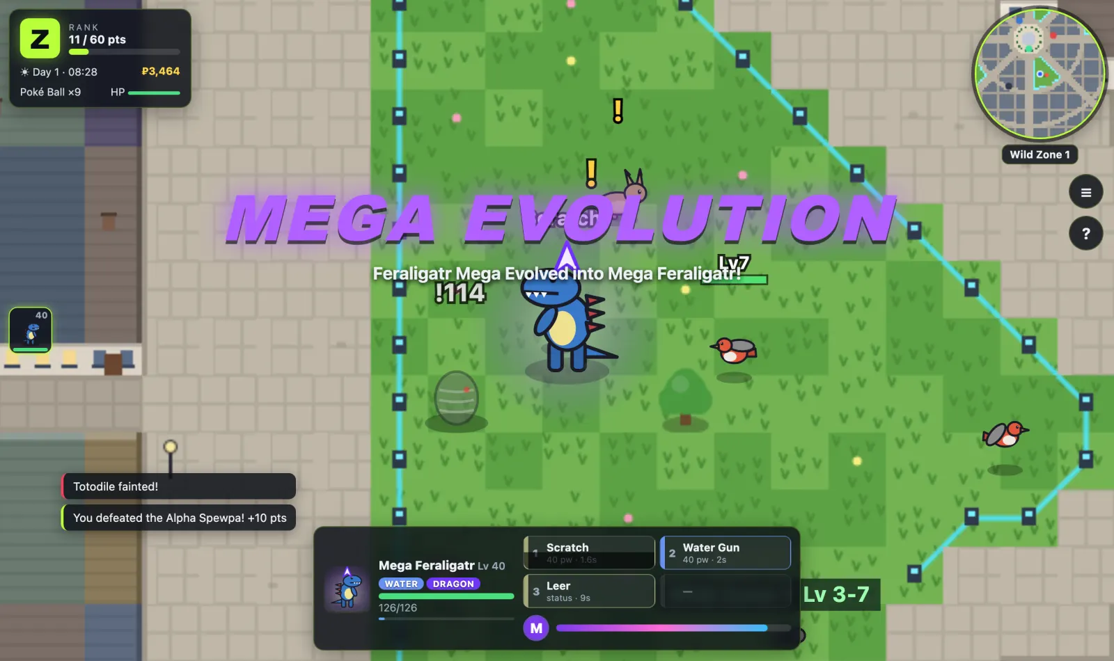 Feraligatr Mega Evolving into Water/Dragon Mega Feraligatr